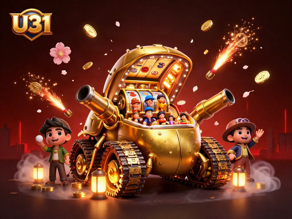 Engage in thrilling gameplay with U31, featuring a golden casino tank and slot reels