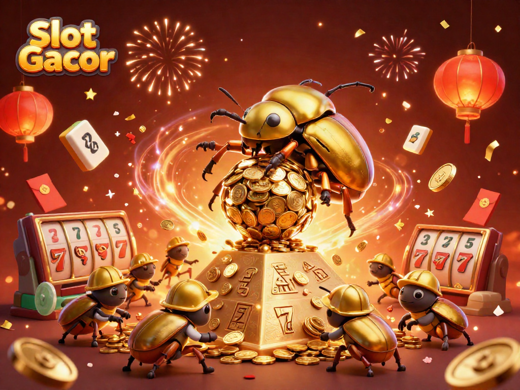Experience Slot Gacor excitement with golden characters and casino symbols in a dynamic scene.