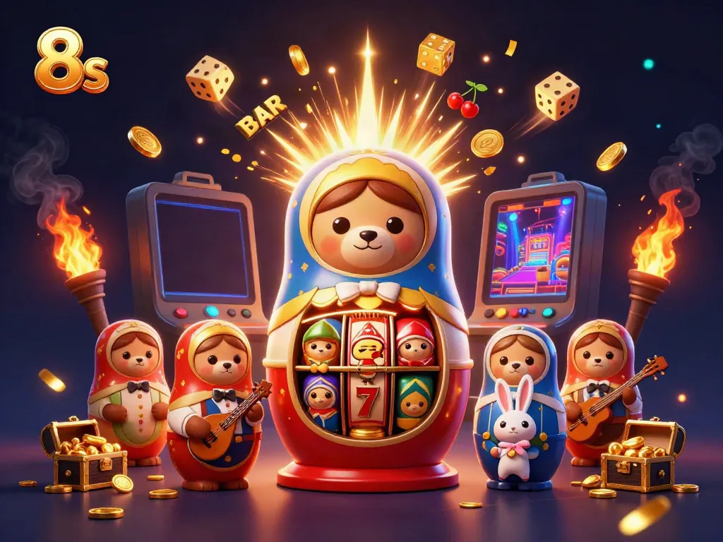 Experience the vibrant, bustling world of 8s casino games with cartoon characters revealing endless fun and rewards.