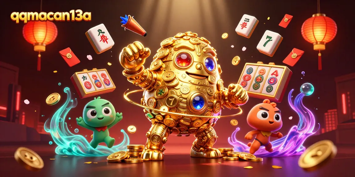 Take a spin at qqmacan13a with a dynamic scene featuring a golden golem amidst casino elements.
