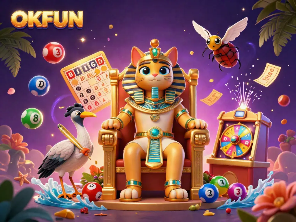 Engage in fun at OKFUN with vibrant games and dynamic characters in a lively gambling scene.
