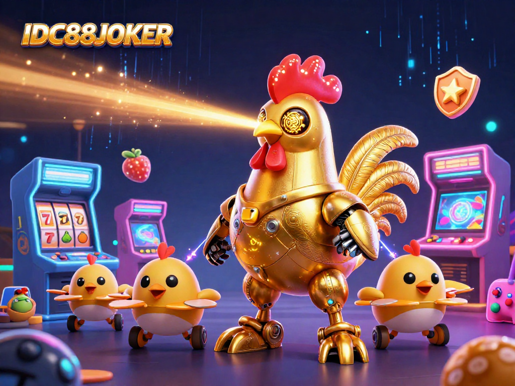 Experience thrilling gaming with IDC88JOKER in this vibrant casino illustration.