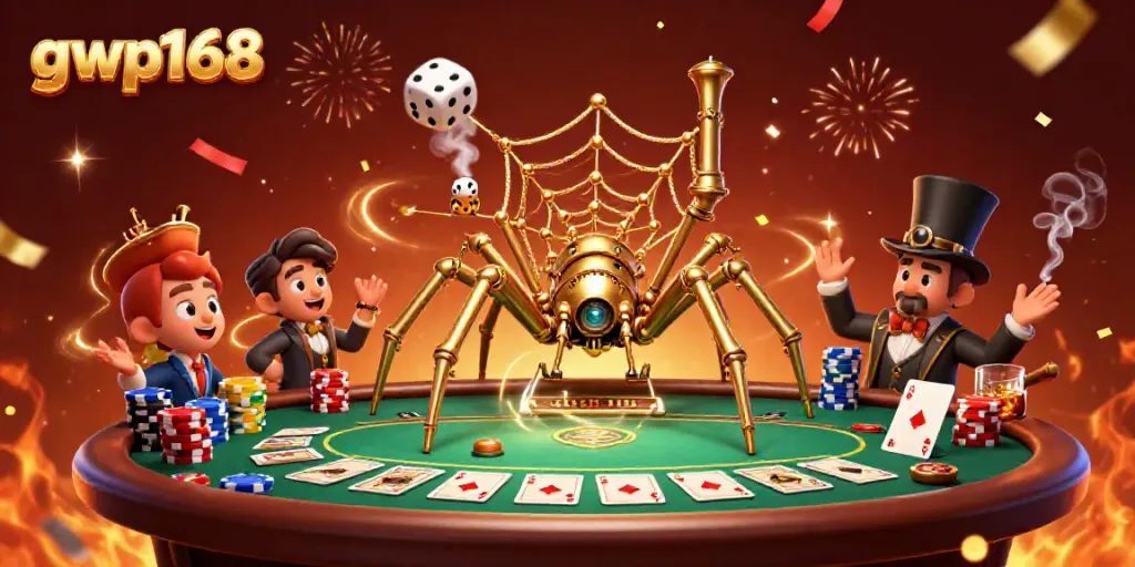 Gambarlah spider emas gwp168 yang menangkap dadu sial di kasino online.