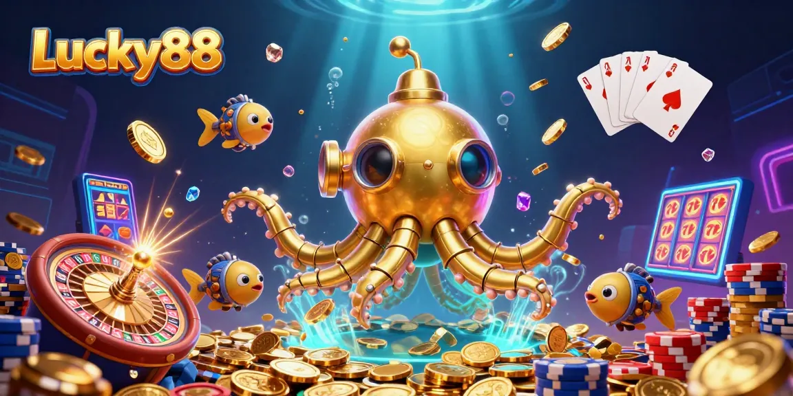 Engage with Lucky88's thrilling world as the golden kraken submarine dives into riches.