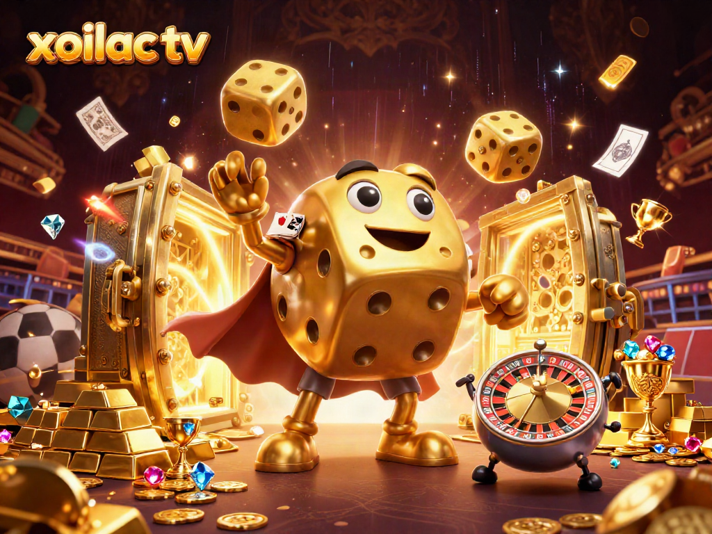 Experience the thrill of xoilac tv with dynamic sports betting elements and vibrant gold visuals.
