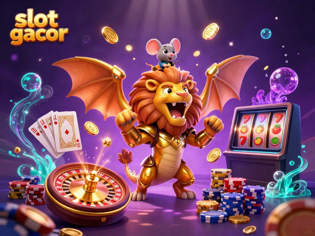 Experience thrilling gameplay with slot gacor as a chimera triumphs in a vivid casino scene.