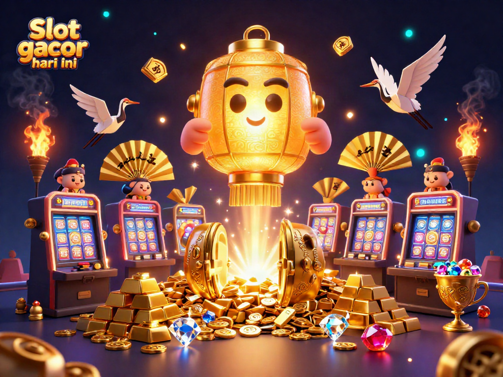 Win big with Slot gacor hari ini in a captivating 3D casino scene filled with treasures.