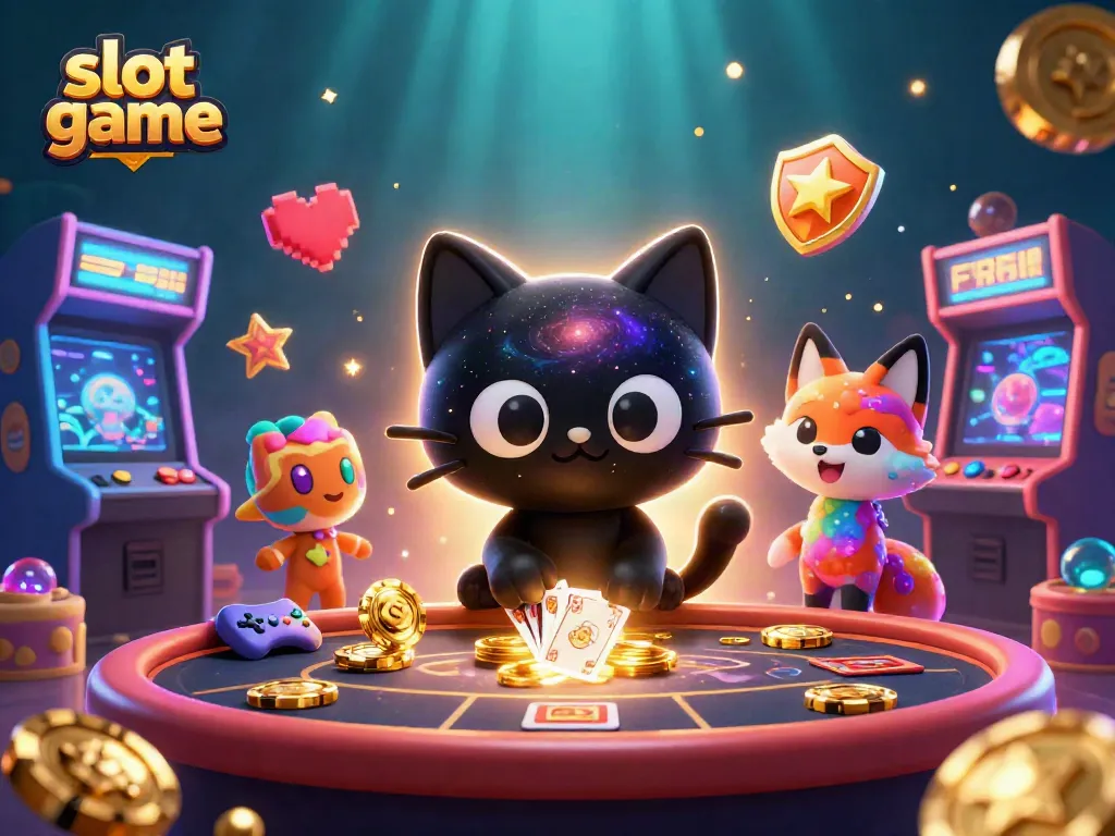 Experience the thrill of engaging slot games with our vibrant cosmic casino illustration.