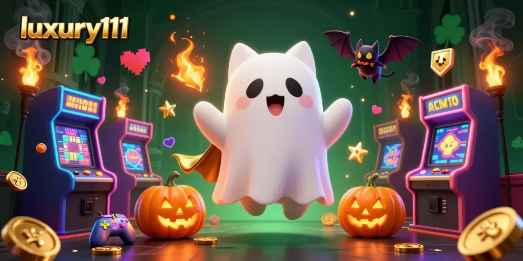 Engage in thrilling gameplay with luxury111 in this dynamic haunted casino scene.