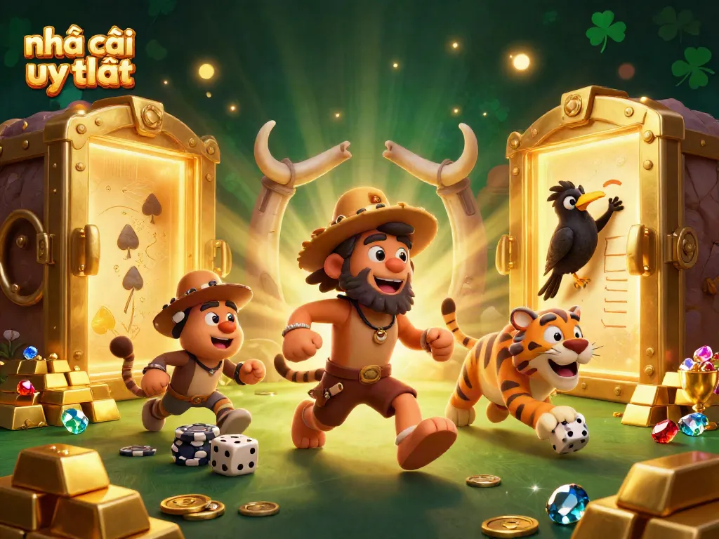 Experience the excitement of nhà cái uy tín in a dynamic prehistoric casino scene with vibrant details.
