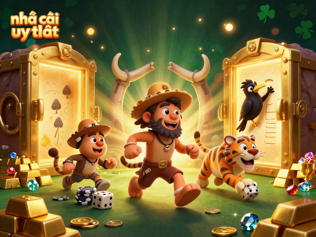 Experience the excitement of nhà cái uy tín in a dynamic prehistoric casino scene with vibrant details.