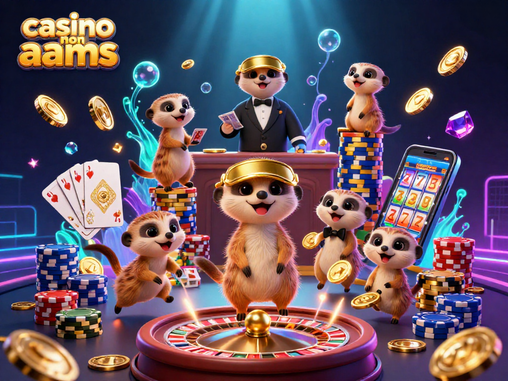 Rivivi l'emozione del casino non AAMS con un'illustrazione di un gruppo di suricati in un ambiente vivace e dinamico.