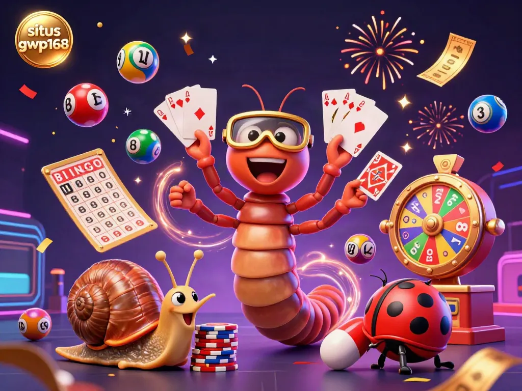 Melihat situs gwp168 dari dealer karakter lucu yang memegang kartu dalam suasana kasino penuh warna, menawarkan pengalaman jackpot.