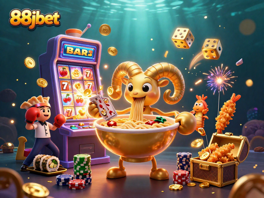 Experience winning excitement at 88jbet with vibrant casino elements and animated characters in action.