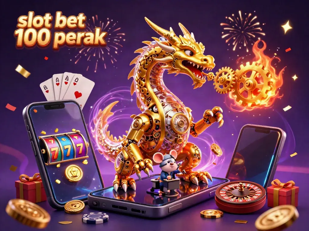 Experience the excitement with slot bet 100 perak featuring a golden dragon and vibrant casino elements.