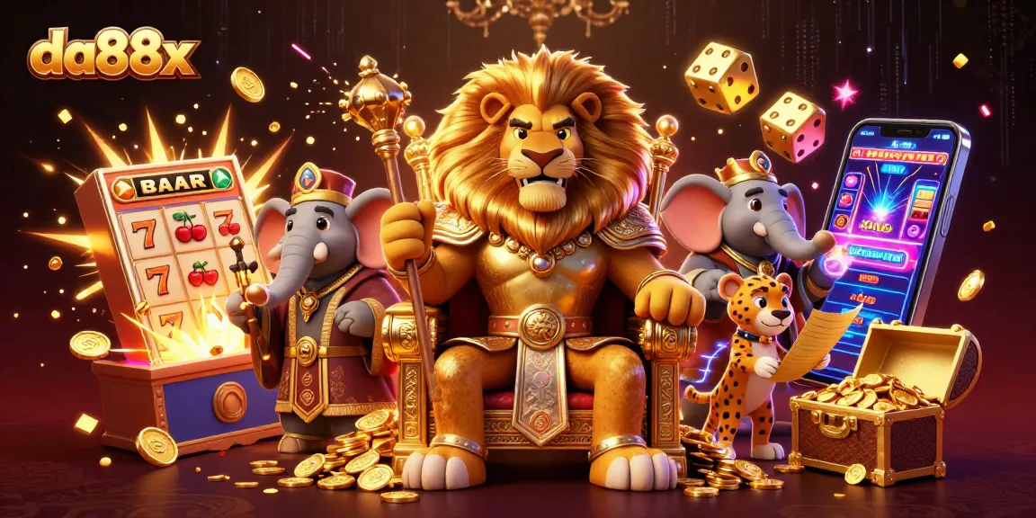 Experience thrilling jackpots with da88x in this vibrant 3D casino scene with royal characters.
