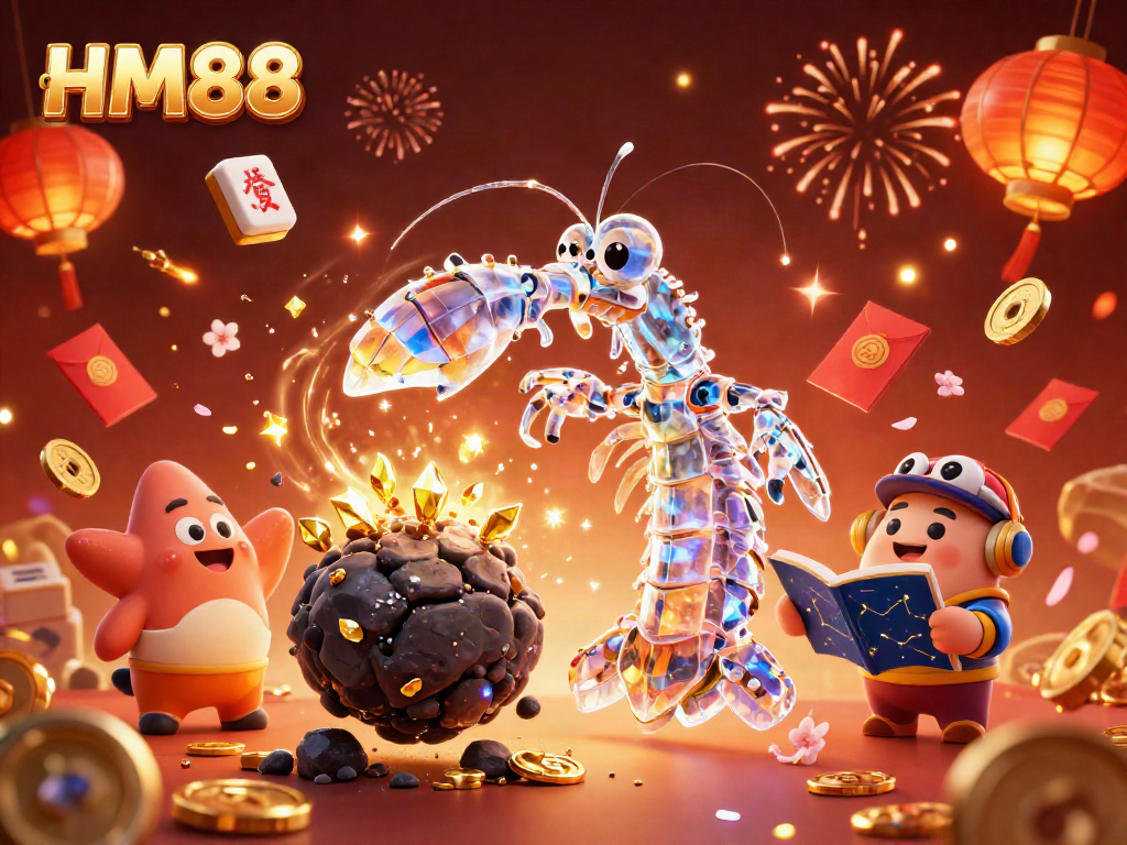 Experience the thrill of HM88's vibrant casino world in this dynamic 3D illustration.