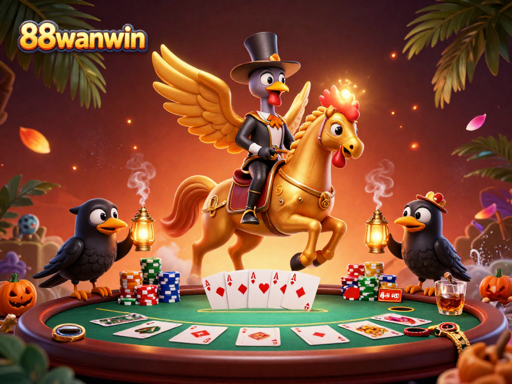 Experience thrilling gameplay at 88wanwin with vibrant casino characters and dynamic poker action.