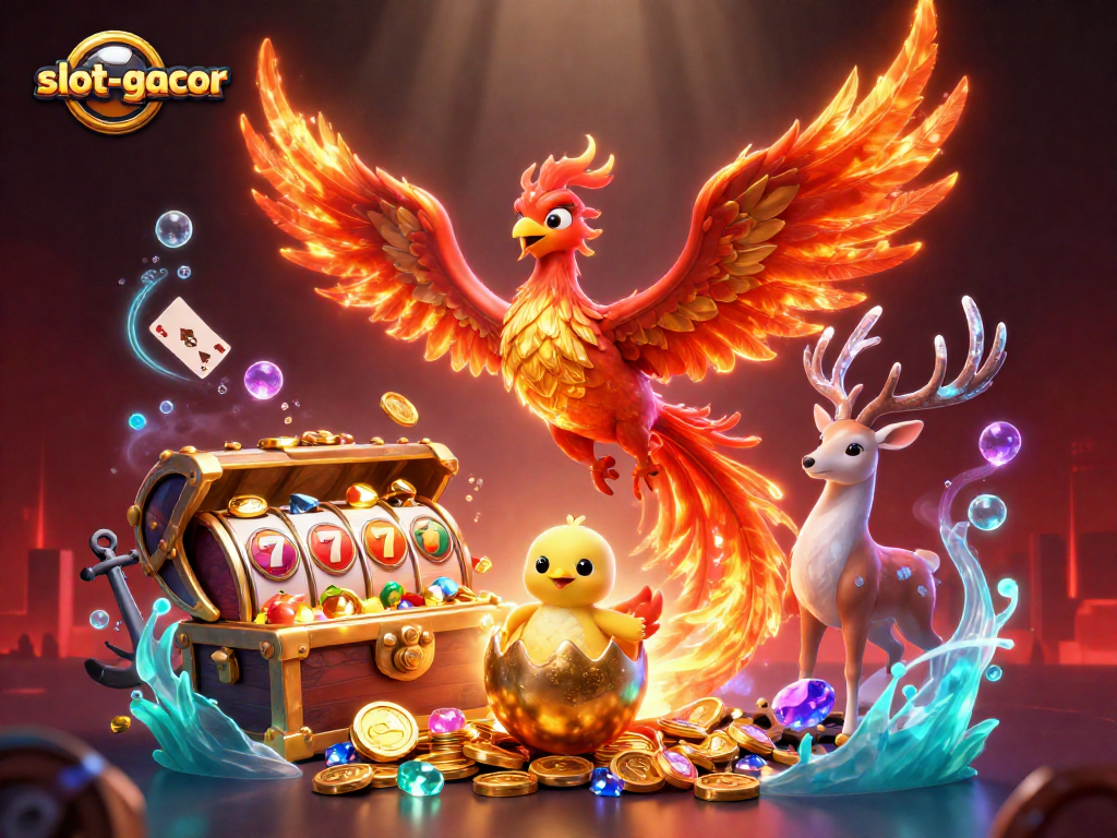 Experience the excitement of slot-gacor with this vibrant 3D illustration showcasing dynamic gaming elements.