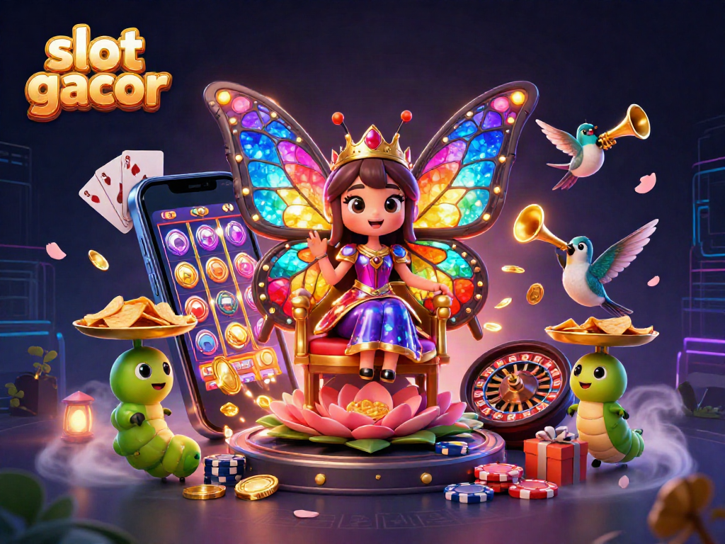 Menangkan slot gacor dengan ilustrasi ratu kupu-kupu dan permainan kasino yang menarik