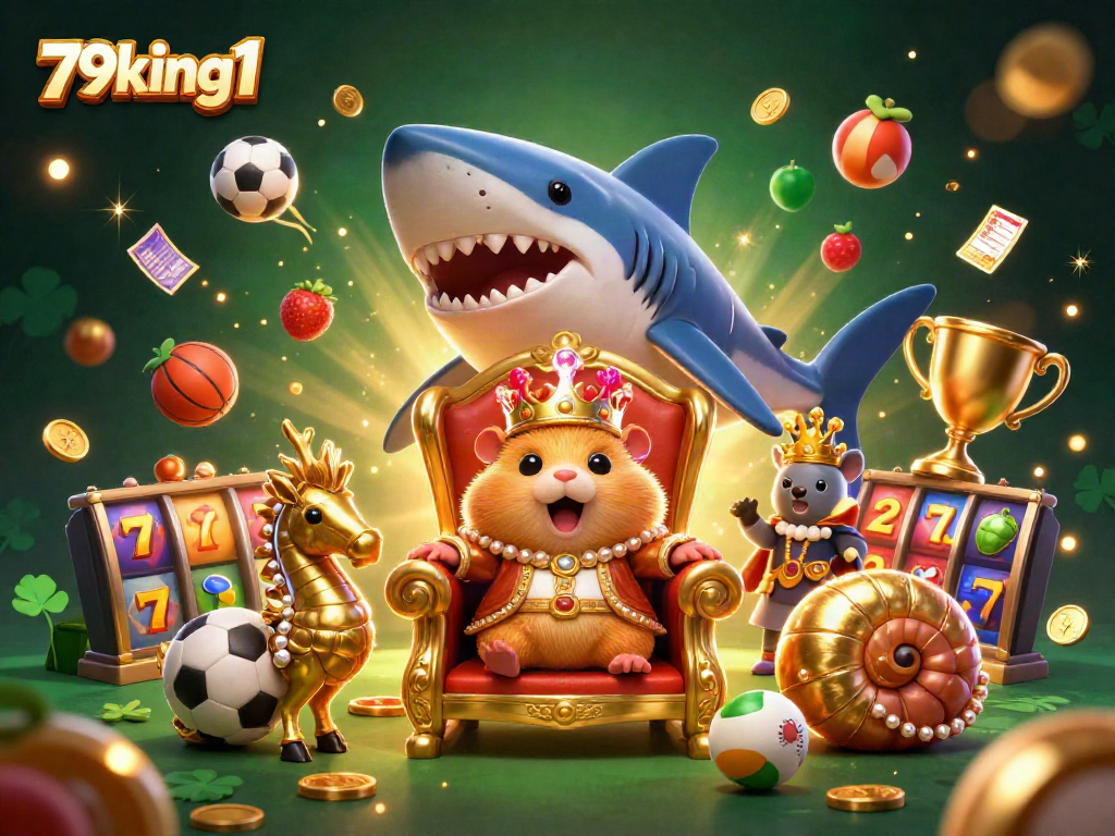 Bet big with 79king1 in a vibrant casino scene featuring dynamic 3D characters and gambling elements.