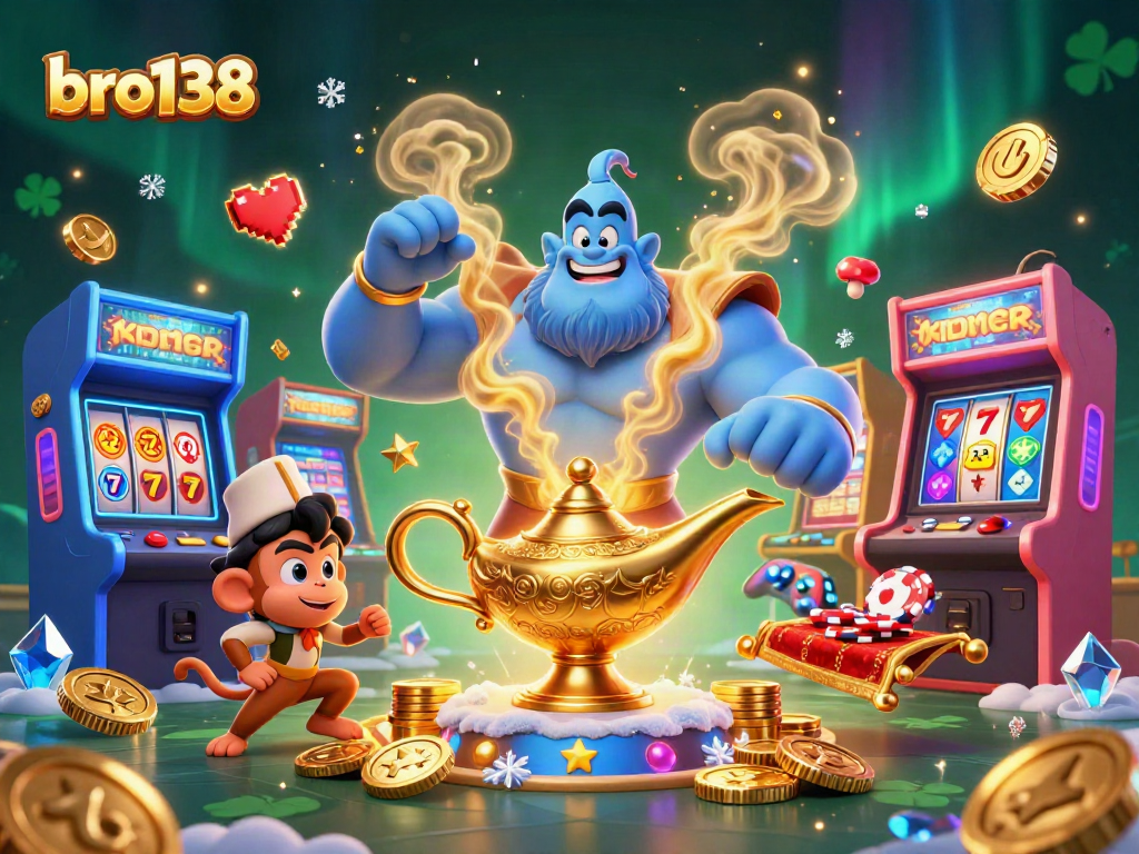 Experience exciting gaming action with bro138, featuring colorful characters and vibrant casino elements.