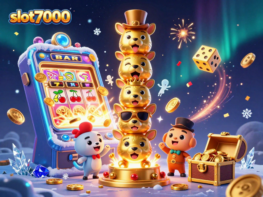 Engaging slot7000 casino scene with a golden totem pole and a jackpot explosion, showcasing vibrant game elements.