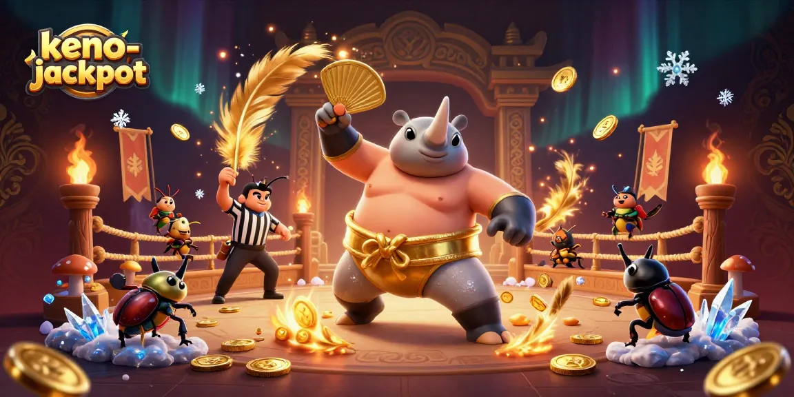 Experience the excitement of keno-jackpot with vibrant characters and dazzling effects set in a dynamic gaming scene.