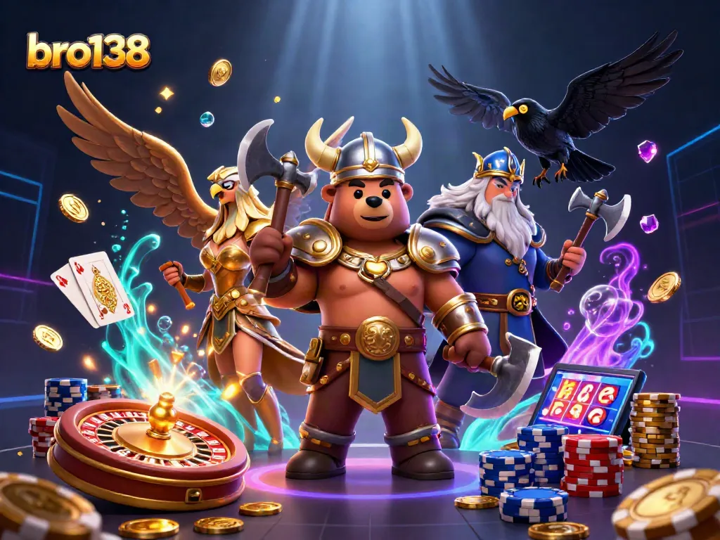 Experience thrilling gameplay and jackpots at bro138 with vibrant 3D casino characters and dynamic elements.