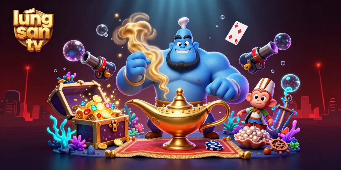 Experience thrilling lương sơn tv action with rich visuals of gambling fun, featuring a genie and magic carpet.