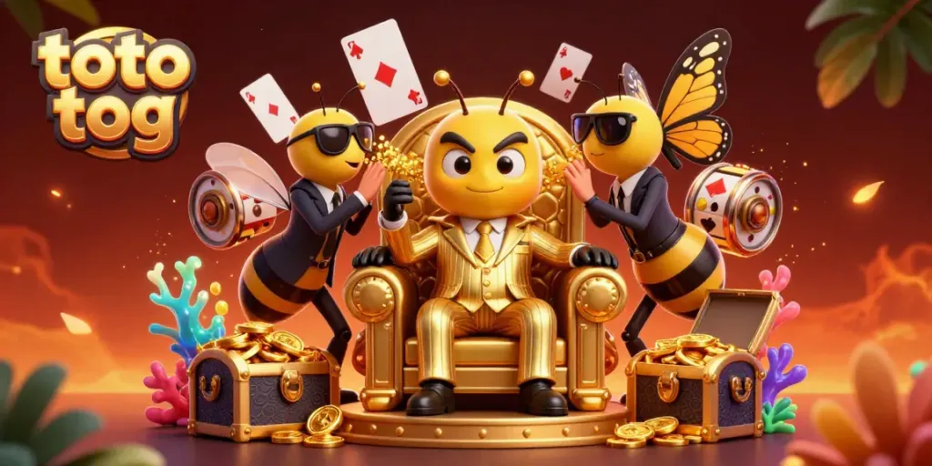Experience thrilling gameplay with toto tog amidst vibrant casino elements in a dazzling 3D illustration.