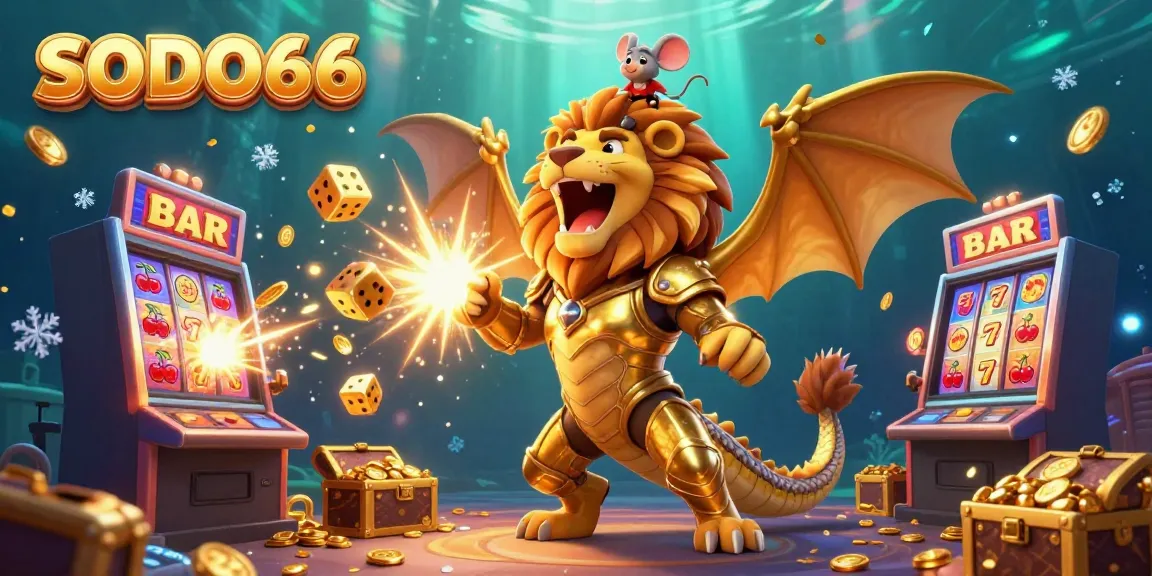 SODO66 brings excitement with a 3D chimera promoting casino games, jackpots, and thrilling wins.