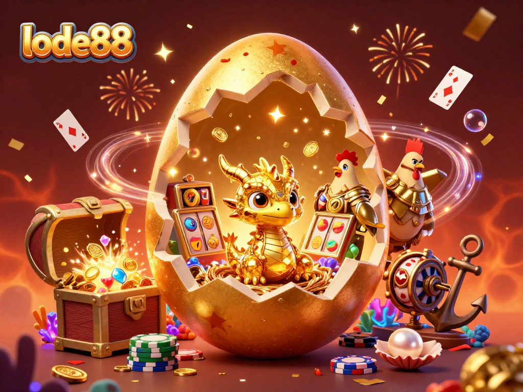 Experience the thrill of winning with lode88, showcasing a golden dragon surrounded by vibrant slot elements.