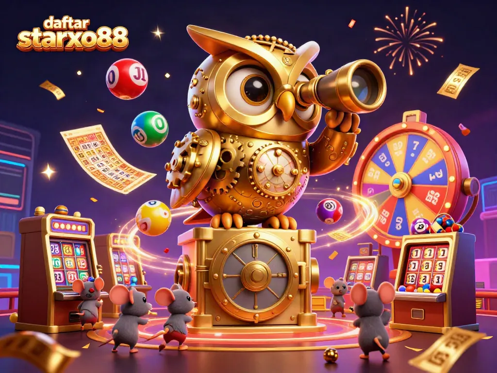 Join the excitement of daftar starxo88 with a vibrant 3D illustration of a casino scene.