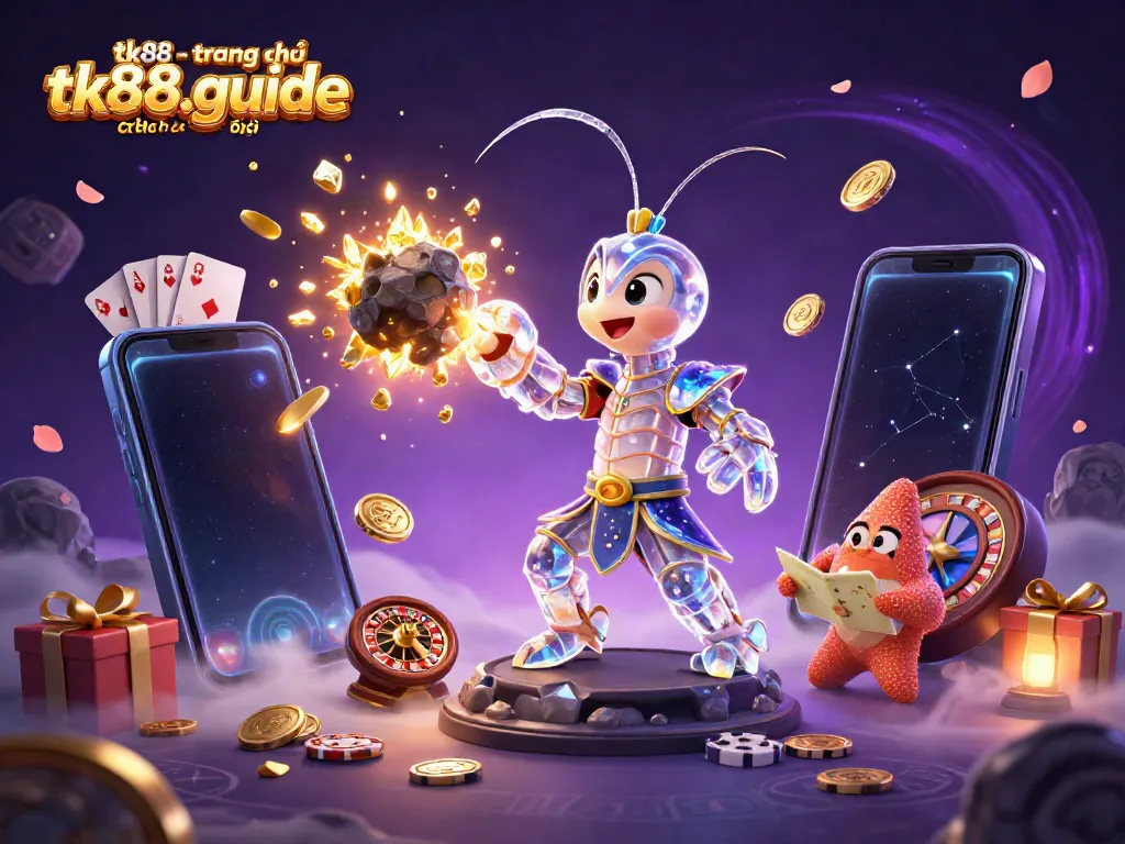 Experience thrilling gameplay at tk88 - trang chủ tk88.guide chính thức, featuring vibrant characters and dynamic casino elements.