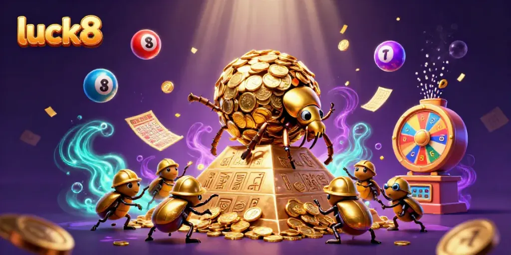 Experience the excitement of luck8 with vibrant casino-themed elements and dynamic characters in a dazzling illustration.