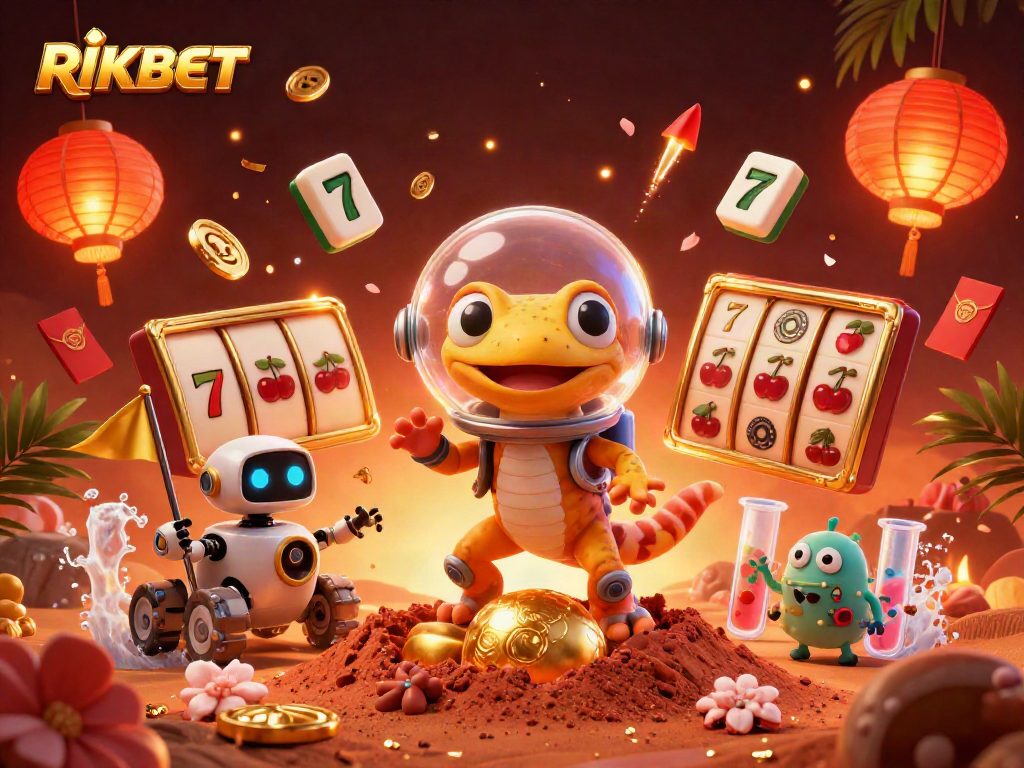 Experience the thrill of RIKBET with a Martian gecko at a golden casino on Mars.