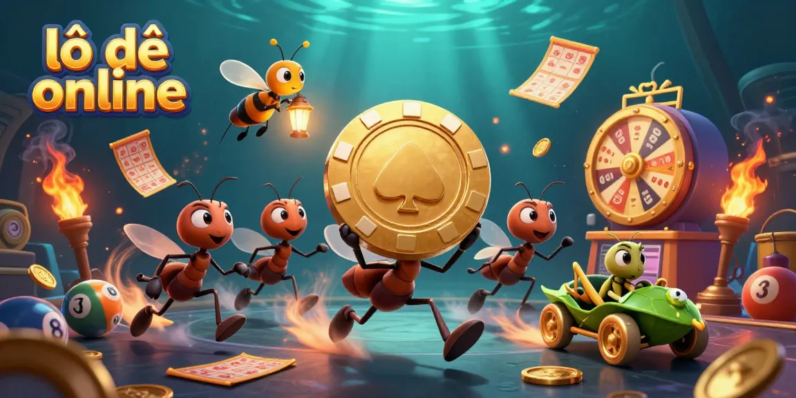 Team of ants in a heist for a giant poker chip, showcasing lô đề online gaming elements