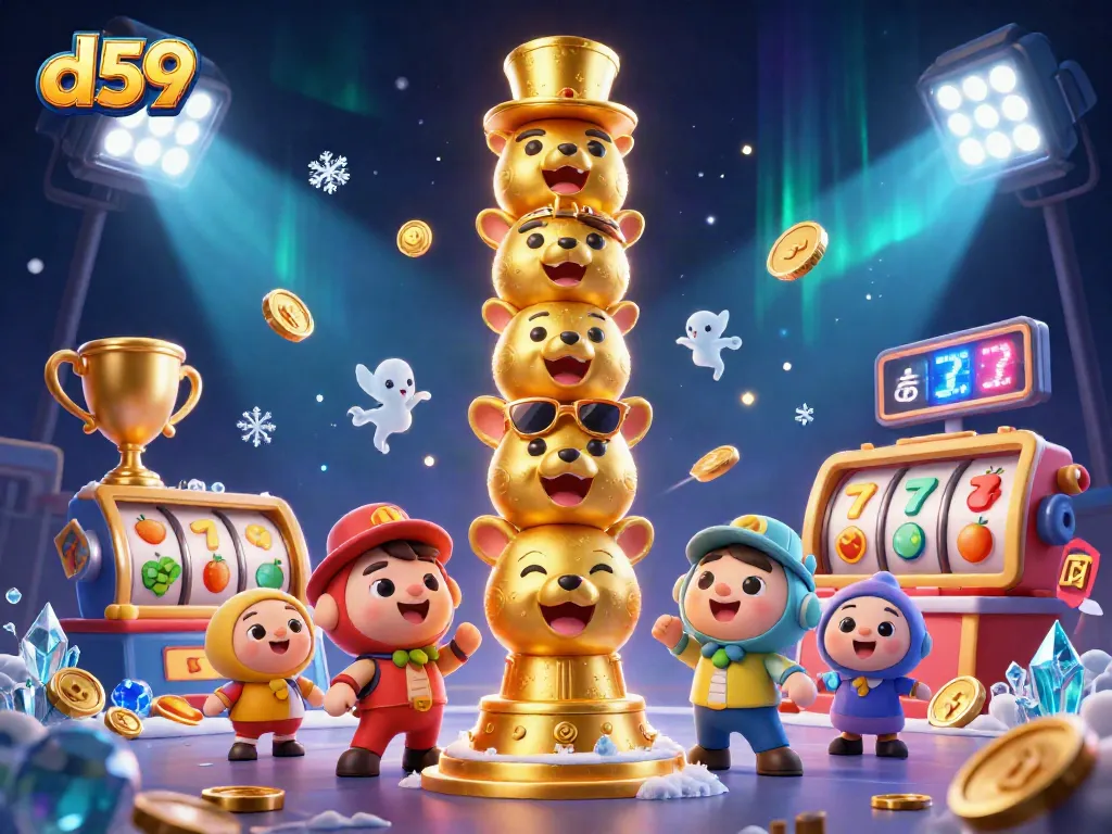 D59 offers exciting slot gaming adventures with vibrant casino elements in a dynamic 3D scene.