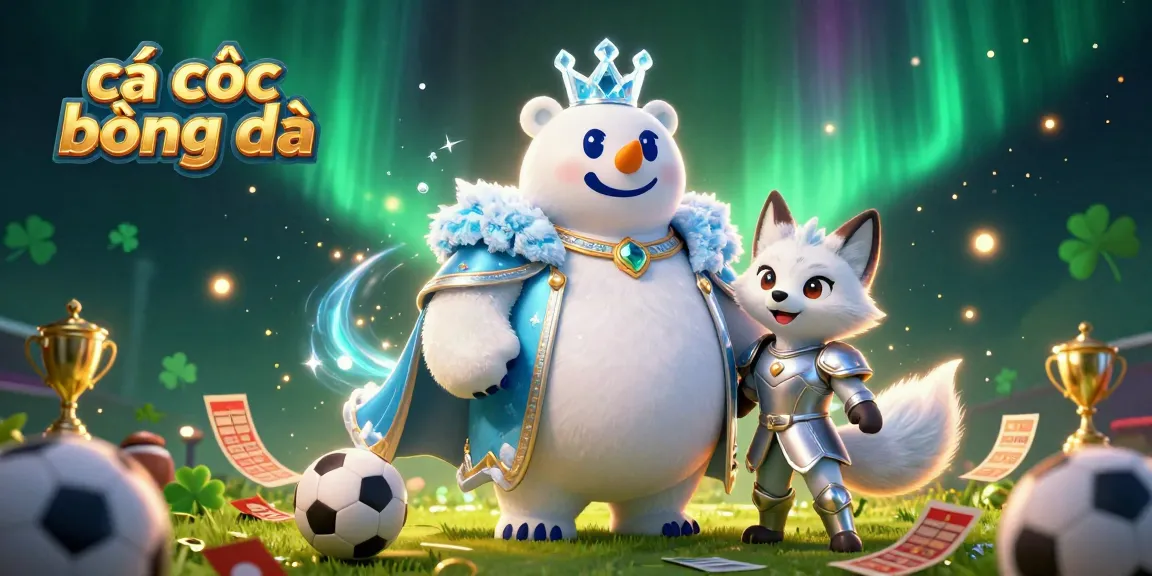 Engaging cá cược bóng đá scene featuring a polar bear and fox among sports betting items.