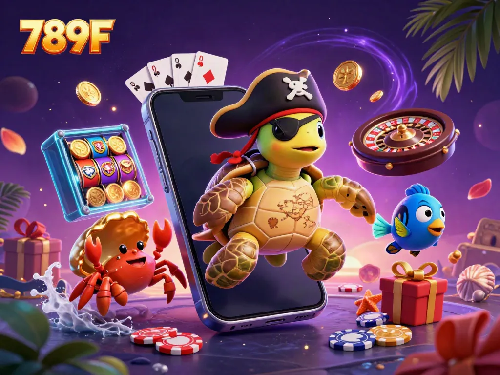 Engage with 789F's exciting casino adventures featuring a pirate turtle and treasure games.