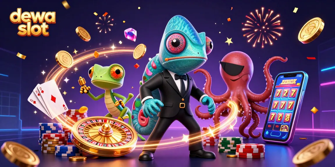 Spin the dewa slot to reveal dazzling jackpots with shimmering coins and vibrant characters.