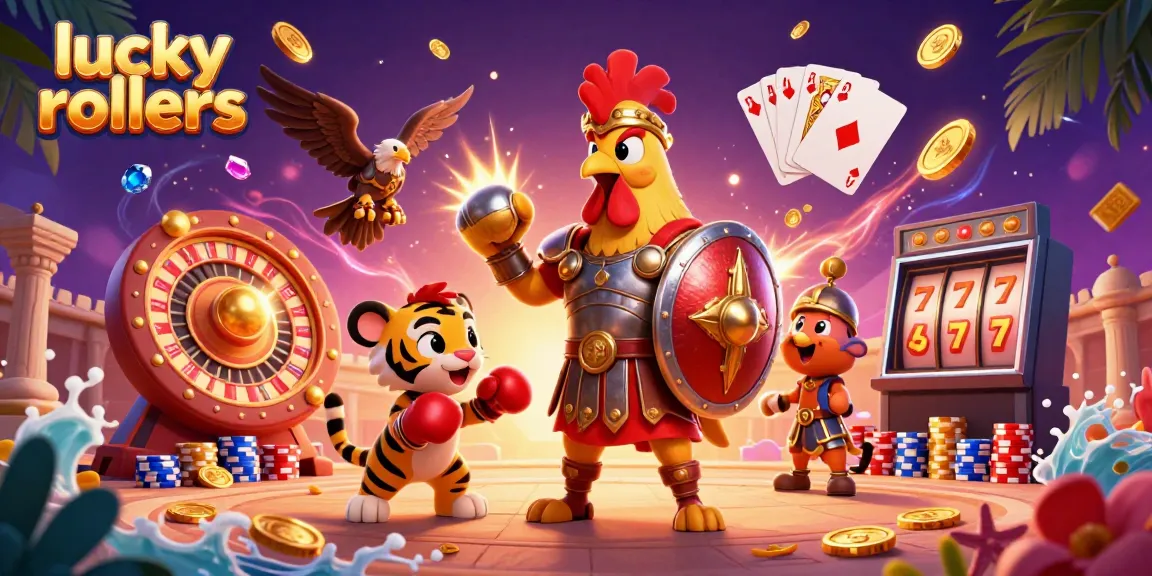 Experience thrilling gaming action at lucky rollers, a vibrant crypto casino adventure with dynamic characters.