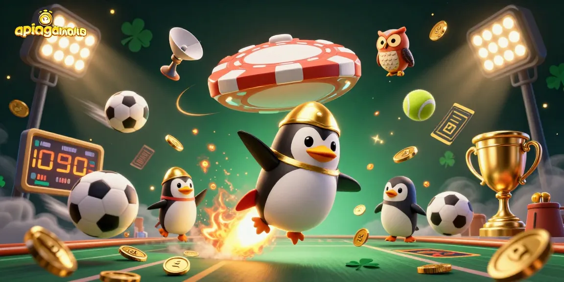 Experience thrilling action with apinagamarkas as a golden penguin rockets to a casino adventure.