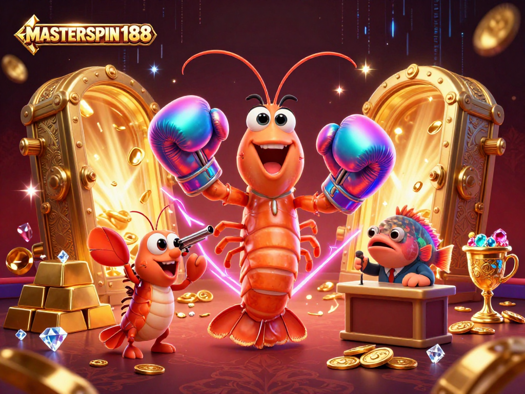 Experience dynamic gameplay and exciting wins with MASTERSPIN188 in vibrant casino artwork.