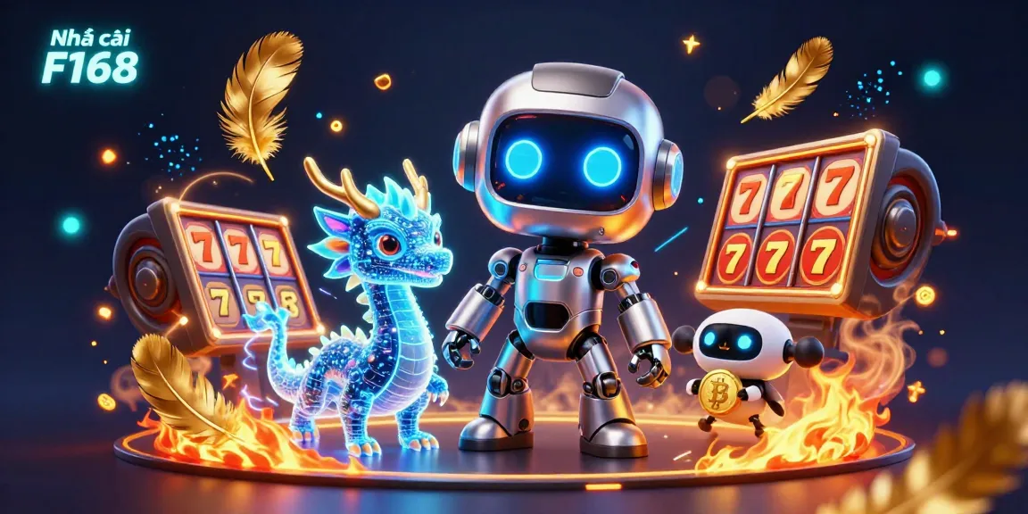 Experience the excitement at Nhà cái F168, featuring a vibrant 3D casino scene filled with dynamic game elements.