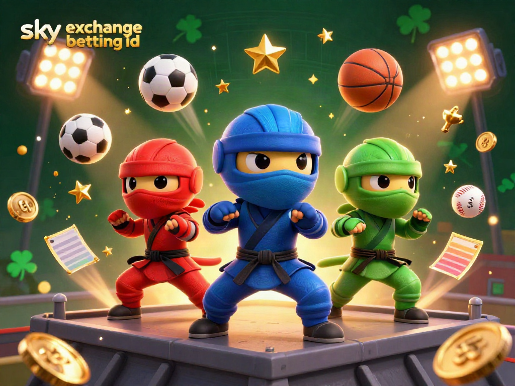 Engage in exciting gambling action with the sky exchange betting id in this vibrant 3D illustration.