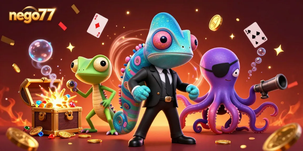 Engage in exciting casino adventures with nego77 featuring a secret agent chameleon, gadgets, and treasure.