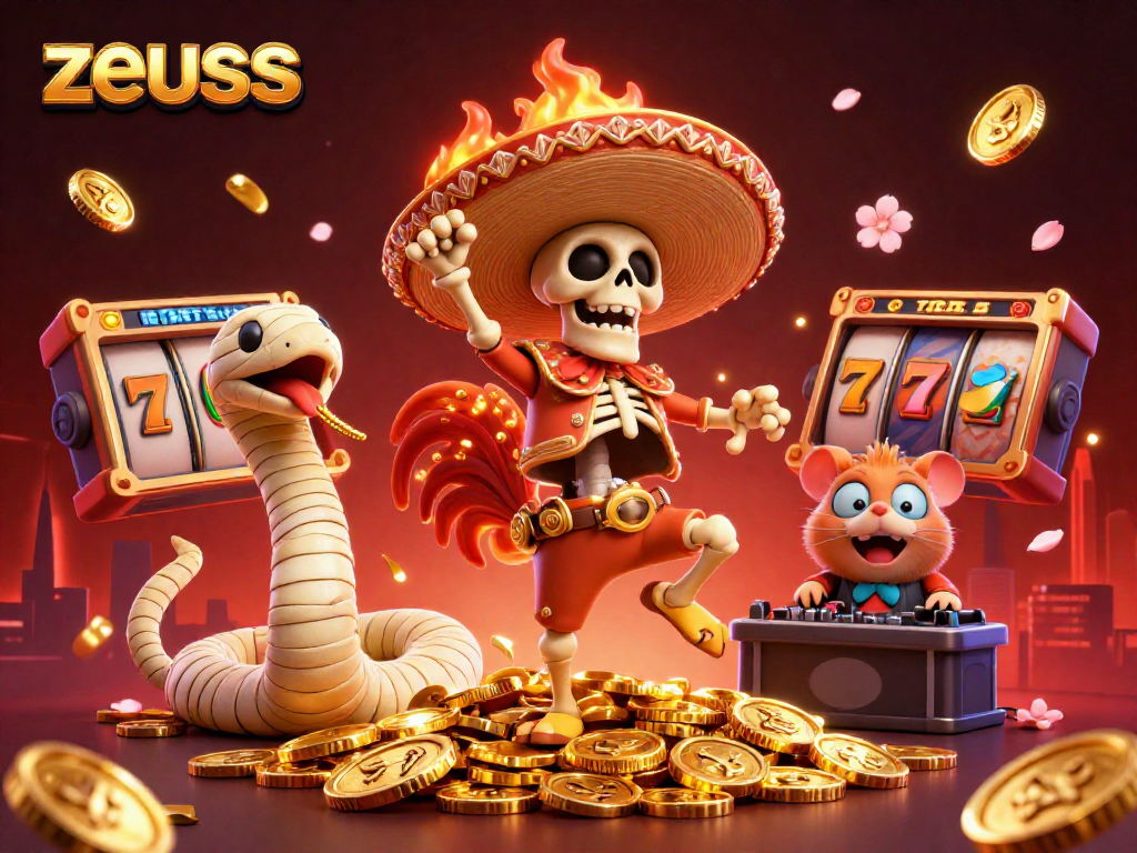 Experience zeus themed slot excitement with vibrant characters and dynamic casino elements.