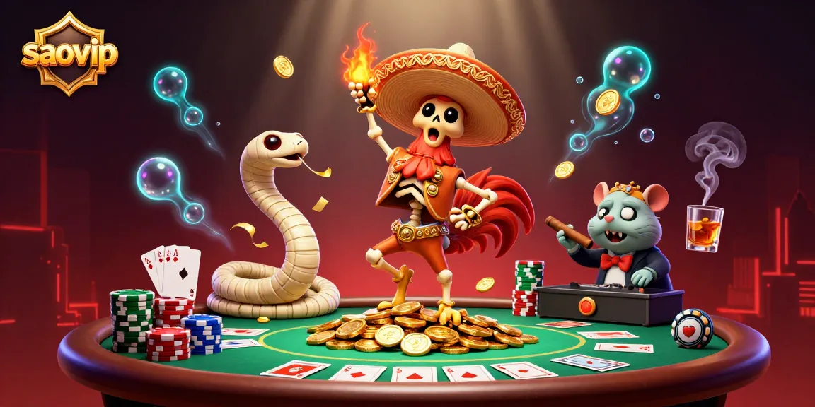 saovip showcases a vibrant 3D casino scene with engaging characters and rich gambling elements